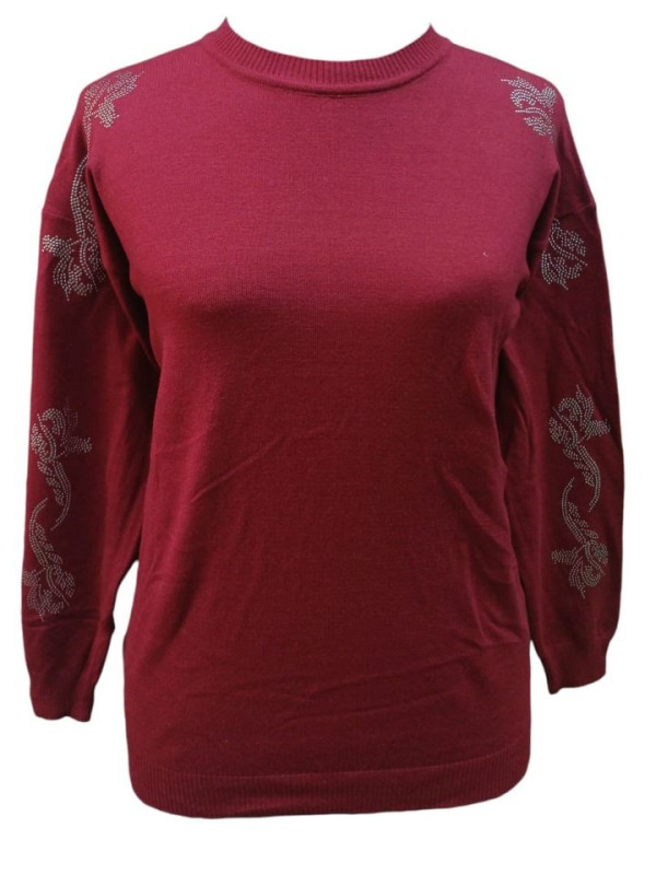 Sweater Dama Apliques hojas en brazos